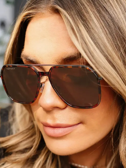TopFoxx Nova Brown Sunglasses-Sunglasses-topfoxx-The Silo Boutique, Women's Fashion Boutique Located in Warren and Grand Forks North Dakota