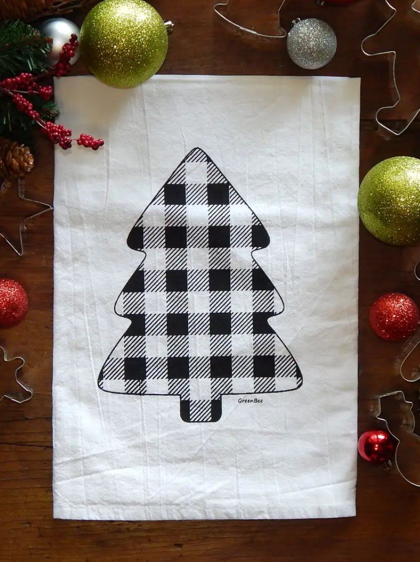 Buffalo Check Tree Tea Towel-Tea Towels-Green Bee-The Silo Boutique, Women's Fashion Boutique Located in Warren and Grand Forks North Dakota