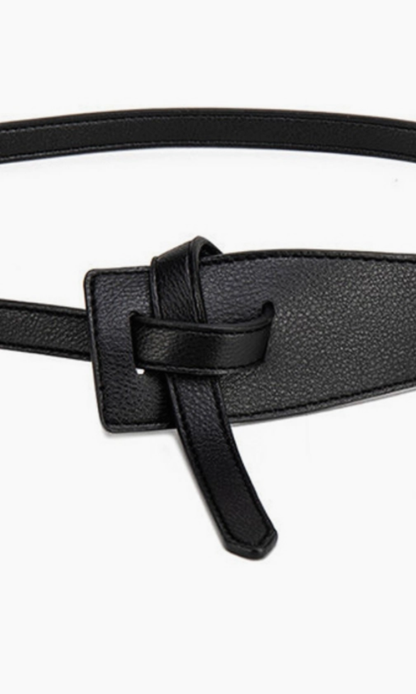 Ave Black Leather Tie Belt-Belts-Avenue Zoe-The Silo Boutique, Women's Fashion Boutique Located in Warren and Grand Forks North Dakota