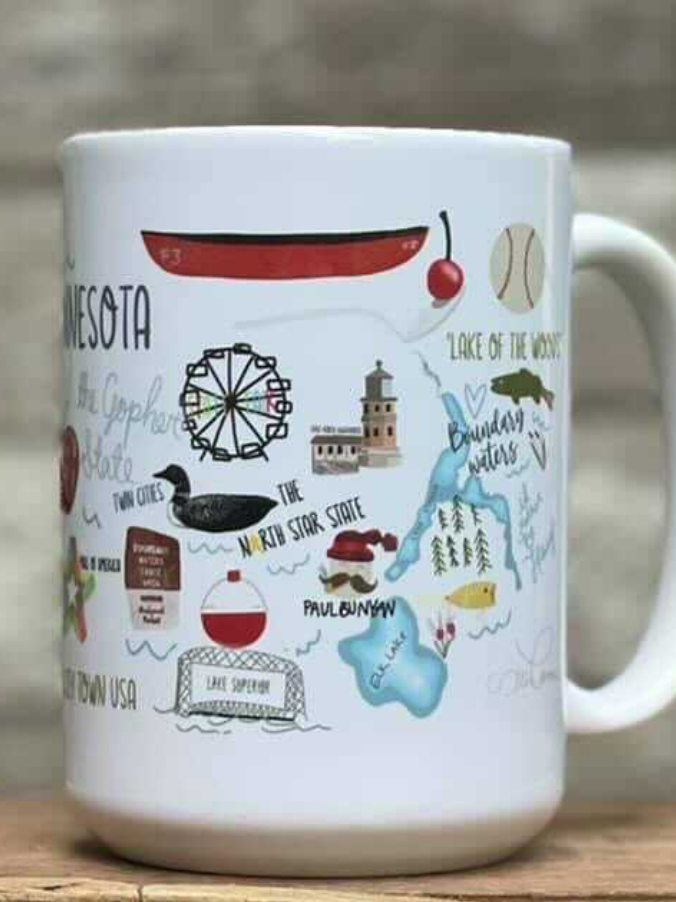 Minnesota Coffee Mug-Coffee Mugs-ivory and sage-The Silo Boutique, Women's Fashion Boutique Located in Warren and Grand Forks North Dakota