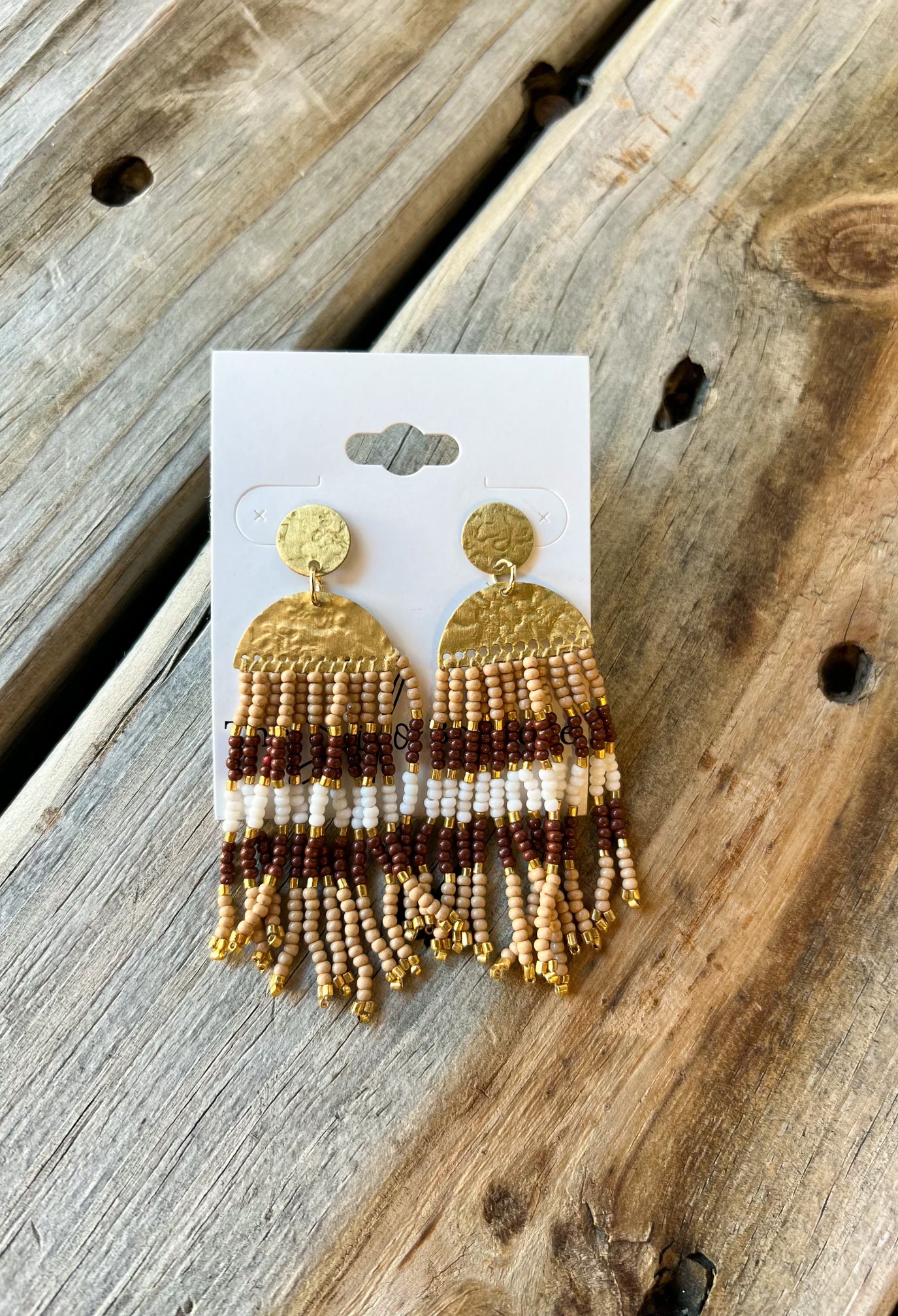 Pan Brown Mix Beaded Earrings-earrings-panaache-The Silo Boutique, Women's Fashion Boutique Located in Warren and Grand Forks North Dakota