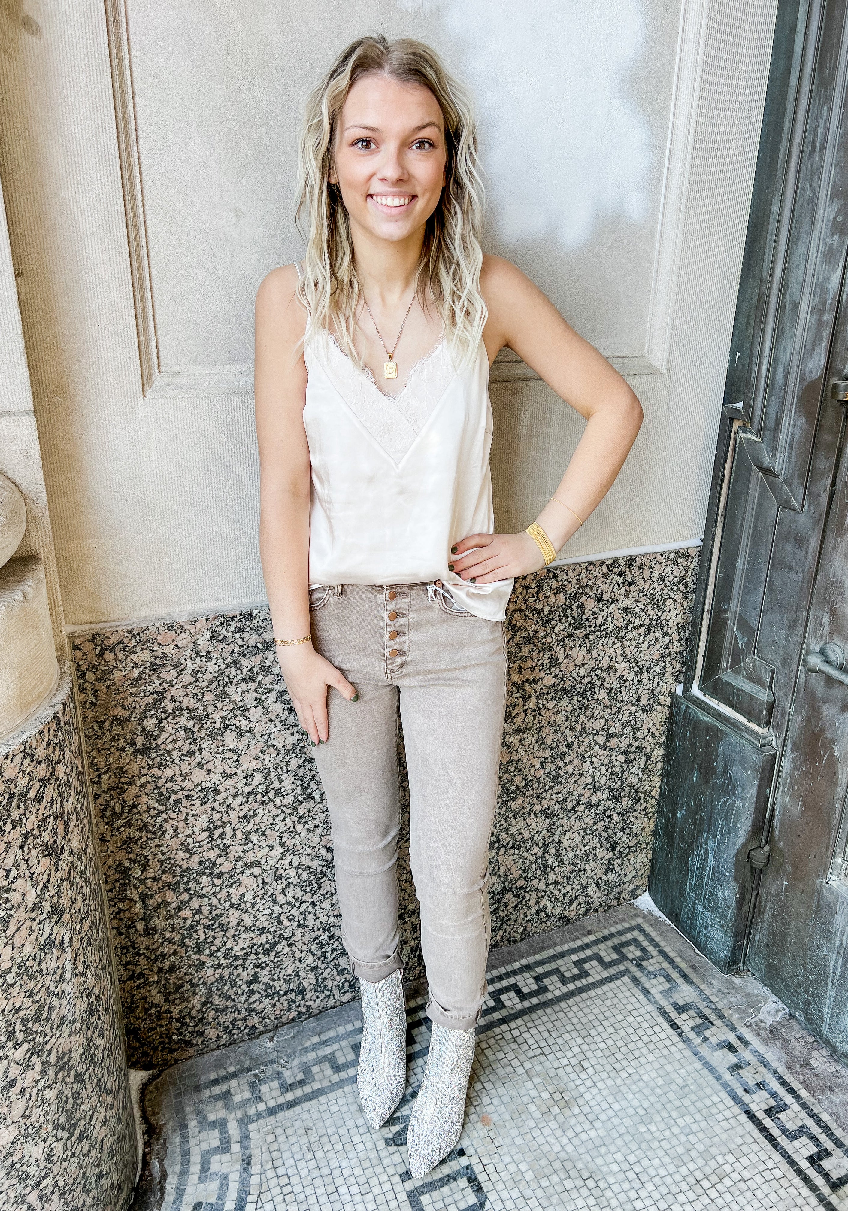 Cream Stella Cami-Cami-skies are blue-The Silo Boutique, Women's Fashion Boutique Located in Warren and Grand Forks North Dakota