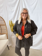 Black Denim Boxy Cut Jacket-Coats & Jackets-mono b-The Silo Boutique, Women's Fashion Boutique Located in Warren and Grand Forks North Dakota