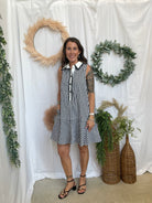 Vicki Black Gingham Dress-Dresses-entro-The Silo Boutique, Women's Fashion Boutique Located in Warren and Grand Forks North Dakota