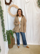 Callie Knit Cardigan-Taupe-Cardigans-hyfve-The Silo Boutique, Women's Fashion Boutique Located in Warren and Grand Forks North Dakota