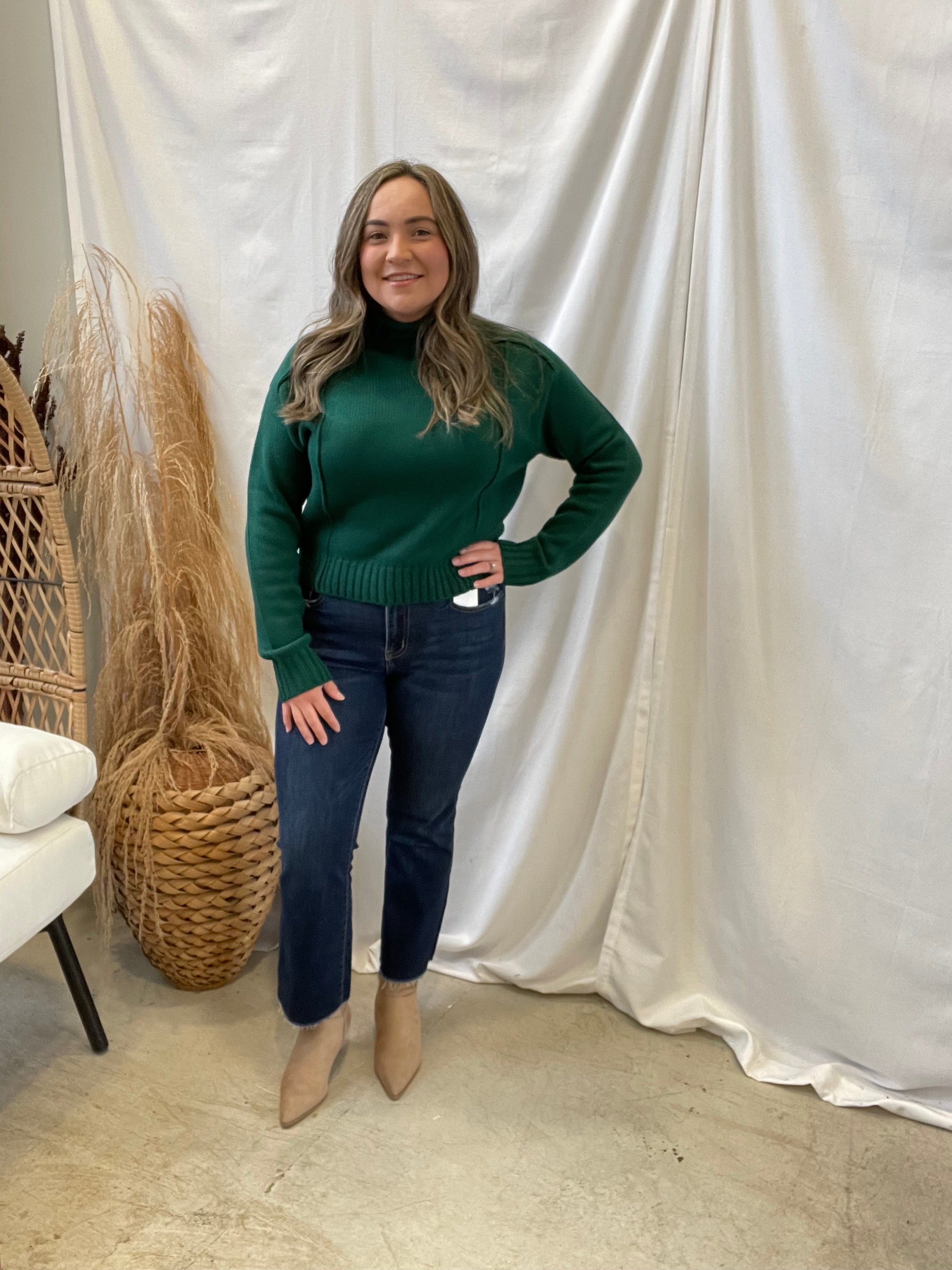 High Roll Neck Sweater-Dark Green-Sweaters-hyfve-The Silo Boutique, Women's Fashion Boutique Located in Warren and Grand Forks North Dakota