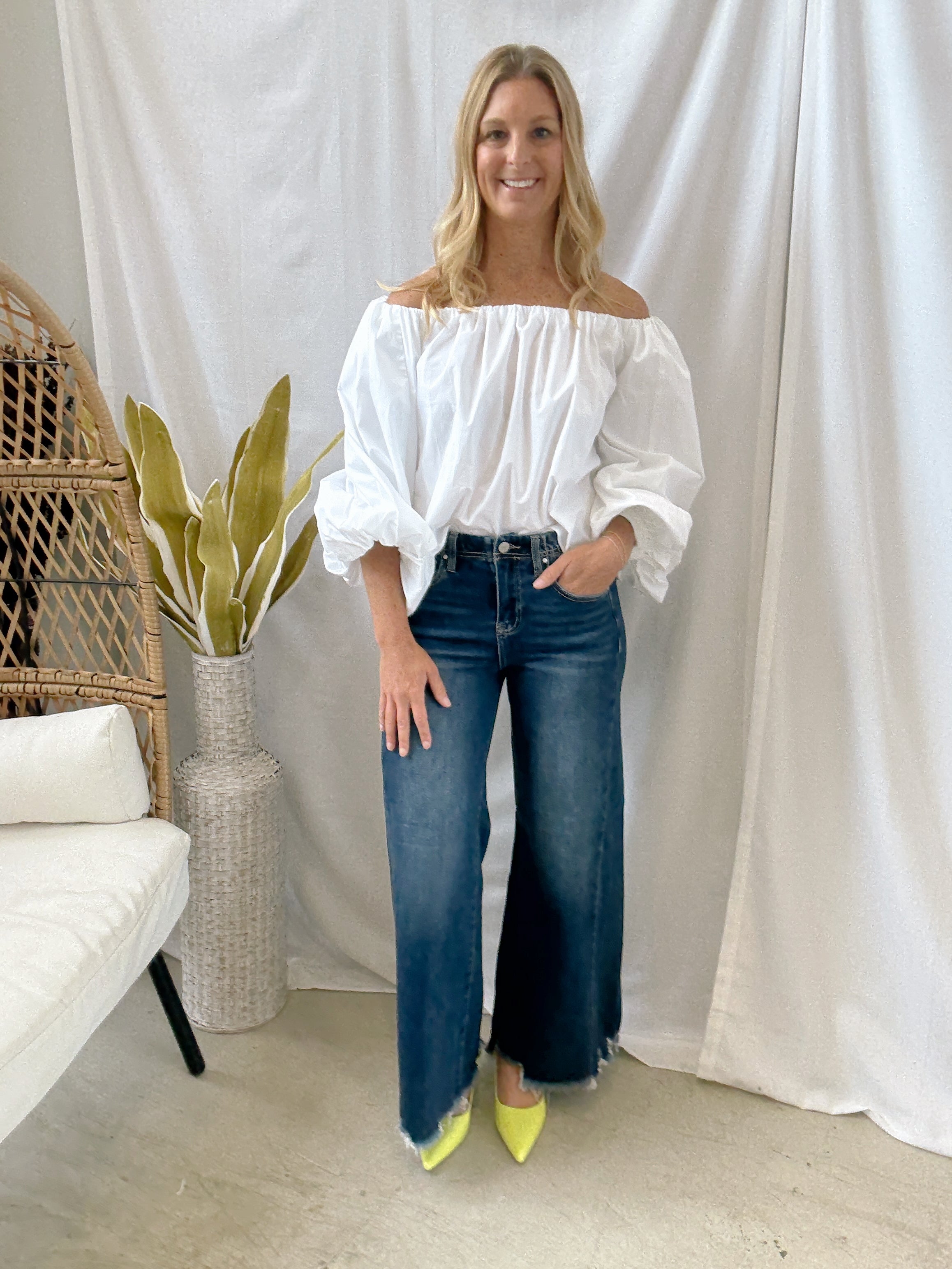 Feeling Fine Off The Shoulder Top-White-Final Sale-Long Sleeve Tops-hyfve-The Silo Boutique, Women's Fashion Boutique Located in Warren and Grand Forks North Dakota