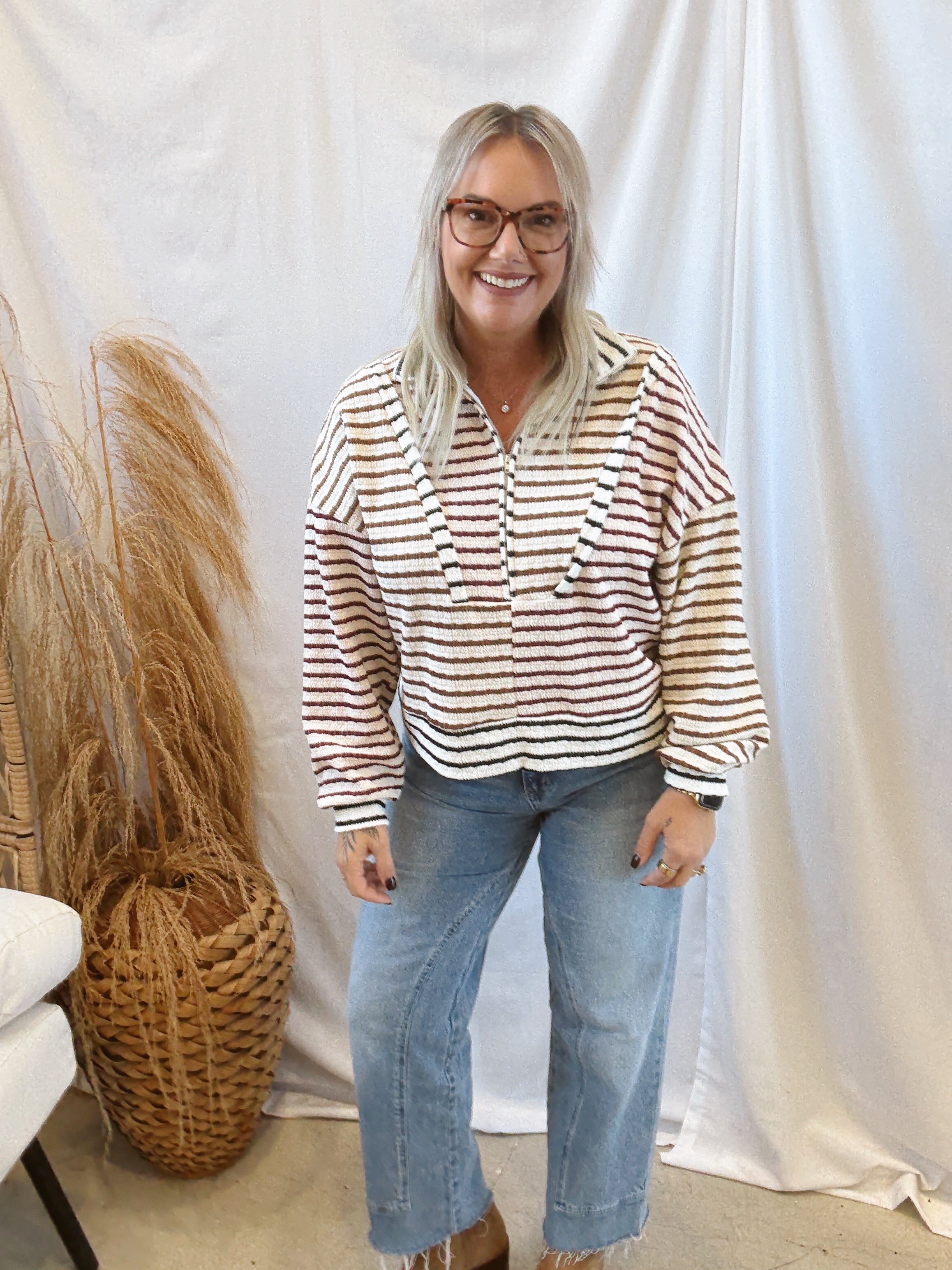 Wine Funnel Neck Quarter Zip-Sweatshirts-bucketlist-The Silo Boutique, Women's Fashion Boutique Located in Warren and Grand Forks North Dakota