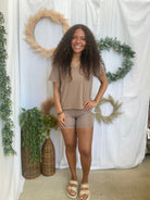 Mono B Venice Biker Short-Taupe-Shorts-mono b-The Silo Boutique, Women's Fashion Boutique Located in Warren and Grand Forks North Dakota