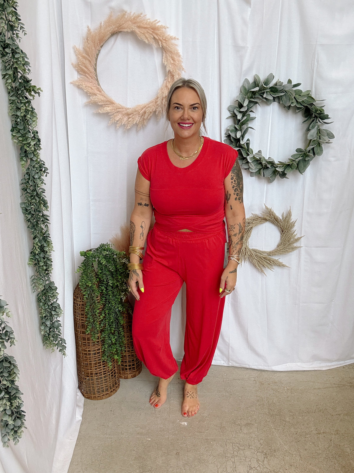 Mono B Solstice Pima Set-Cherry-Outfit Sets-mono b-The Silo Boutique, Women's Fashion Boutique Located in Warren and Grand Forks North Dakota