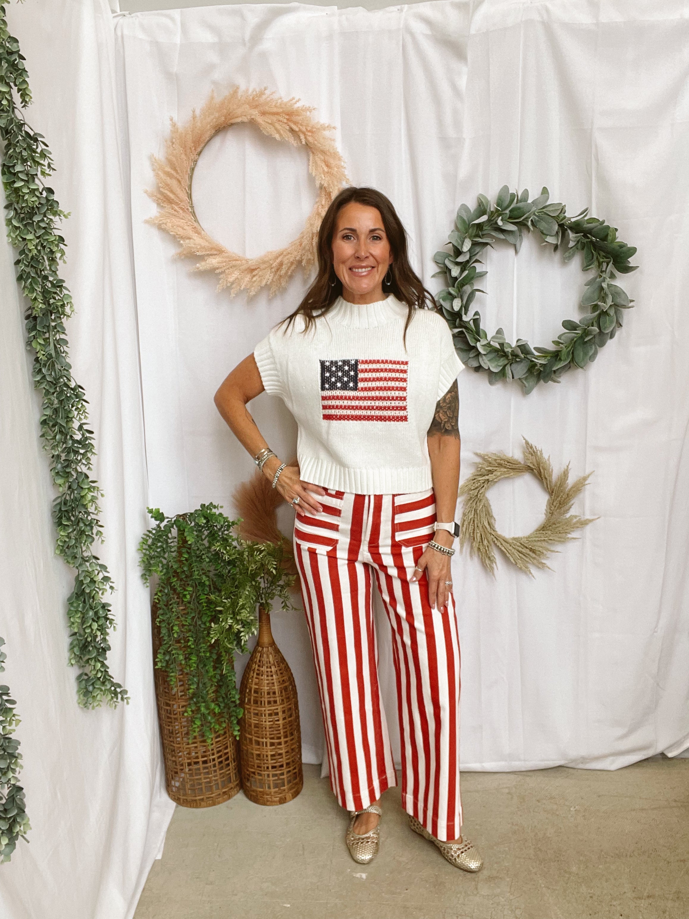 Mock Neck Flag Short Sleeve Top-Short Sleeve Tops-eesome-The Silo Boutique, Women's Fashion Boutique Located in Warren and Grand Forks North Dakota