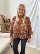 Fall Floral Top-Final Sale-Long Sleeve Tops-dress forum-The Silo Boutique, Women's Fashion Boutique Located in Warren and Grand Forks North Dakota