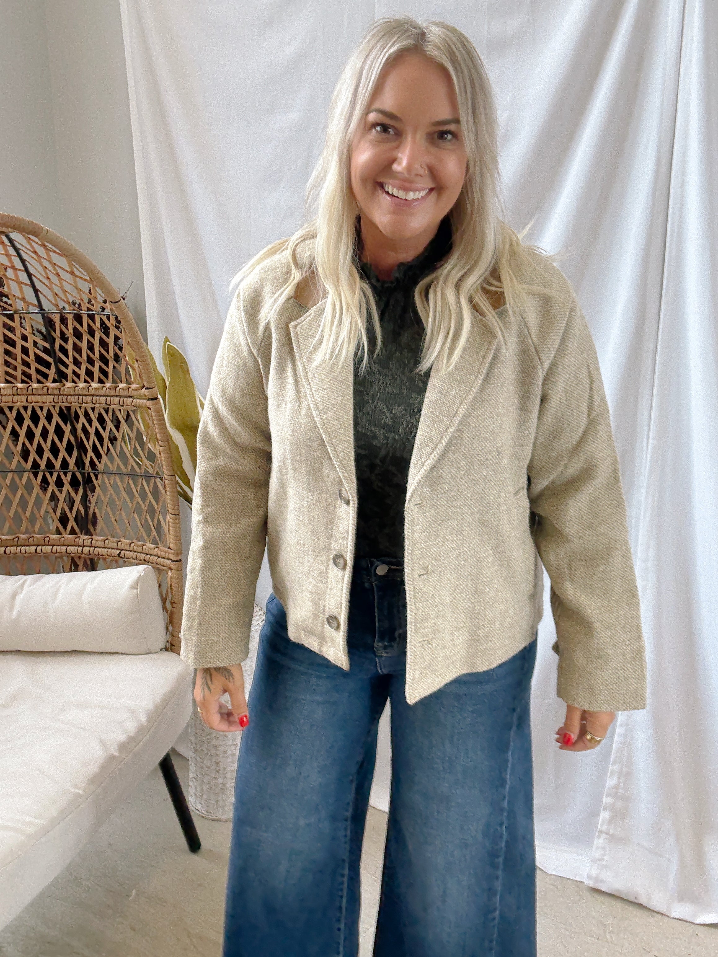 Almond Mix Blazer-Blazers-mystree-The Silo Boutique, Women's Fashion Boutique Located in Warren and Grand Forks North Dakota