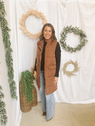 Panache Jenna Long Vest-Brown-Vests-panache-The Silo Boutique, Women's Fashion Boutique Located in Warren and Grand Forks North Dakota