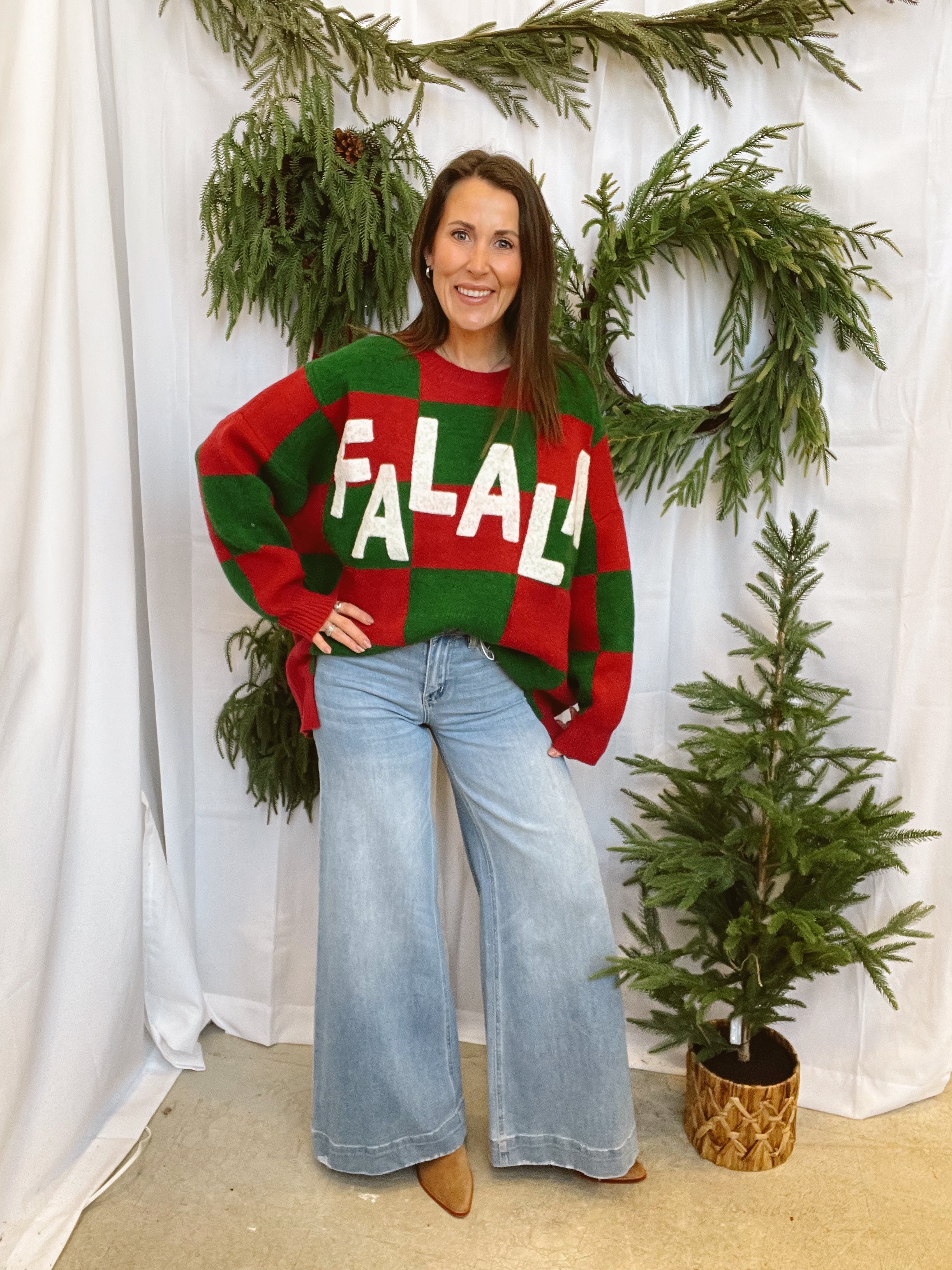 FaLaLa Check Sweater-Final Sale-Sweaters-jade by jane-The Silo Boutique, Women's Fashion Boutique Located in Warren and Grand Forks North Dakota