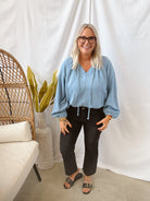 Easy Denim Chambray Top-Final Sale-Long Sleeve Tops-easel-The Silo Boutique, Women's Fashion Boutique Located in Warren and Grand Forks North Dakota