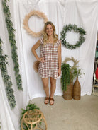 Blakeley Brown Gingham Dress-Dresses-blakeley-The Silo Boutique, Women's Fashion Boutique Located in Warren and Grand Forks North Dakota