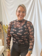 Black Sheer Leopard Football Top-Long Sleeve Tops-genesis-The Silo Boutique, Women's Fashion Boutique Located in Warren and Grand Forks North Dakota