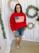 Bucketlist Flag/USA Reversible Sweatshirt-Red-Sweatshirts-bucketlist-The Silo Boutique, Women's Fashion Boutique Located in Warren and Grand Forks North Dakota