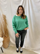 Kelly Green Boat Neck Sweatshirt-Sweatshirts-Zenana-The Silo Boutique, Women's Fashion Boutique Located in Warren and Grand Forks North Dakota