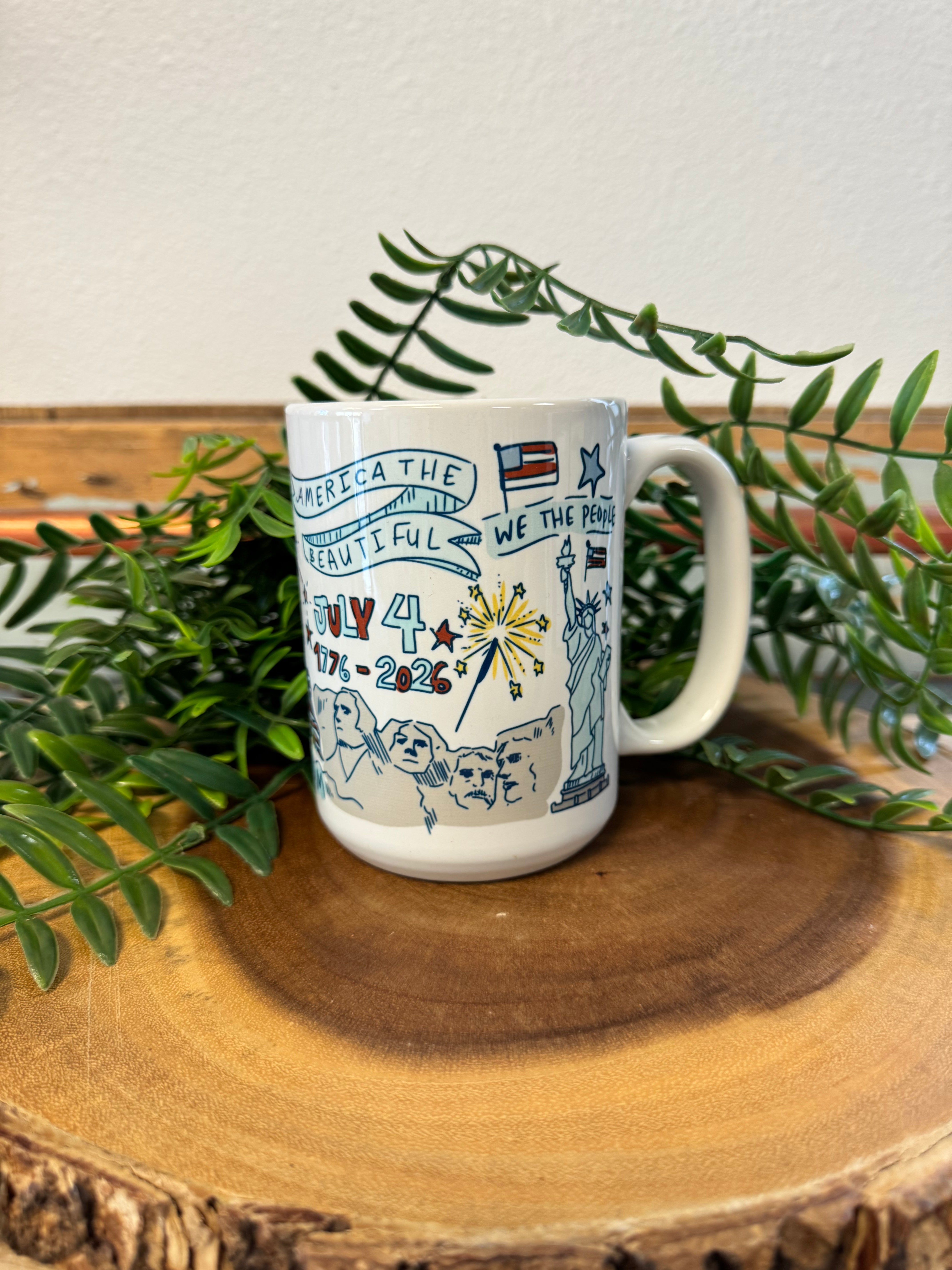 USA 250th Mug-Coffee Mugs-ivory and sage-The Silo Boutique, Women's Fashion Boutique Located in Warren and Grand Forks North Dakota