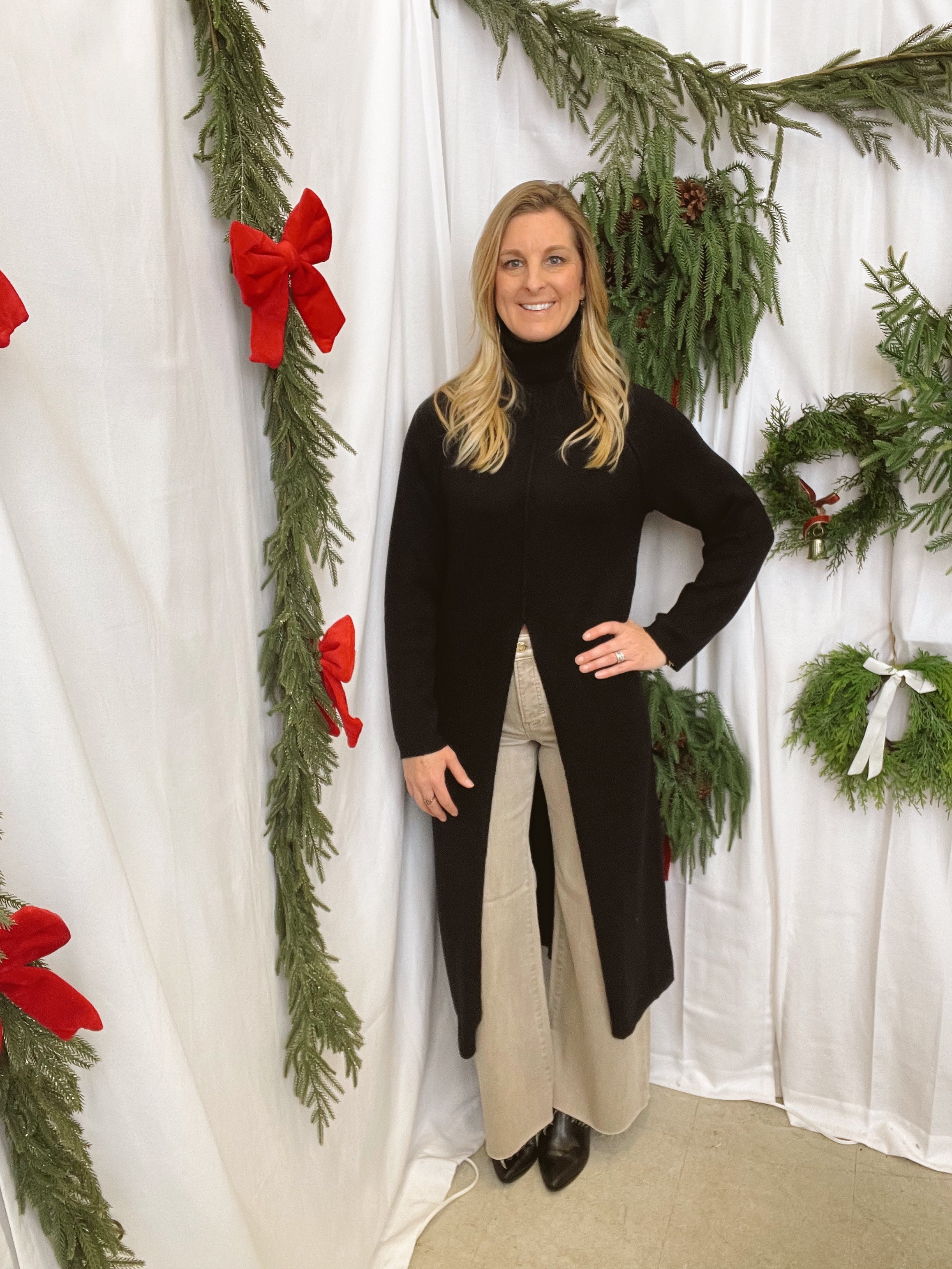 Mimosa Slit Sweater-Black-Sweaters-mimosa-The Silo Boutique, Women's Fashion Boutique Located in Warren and Grand Forks North Dakota