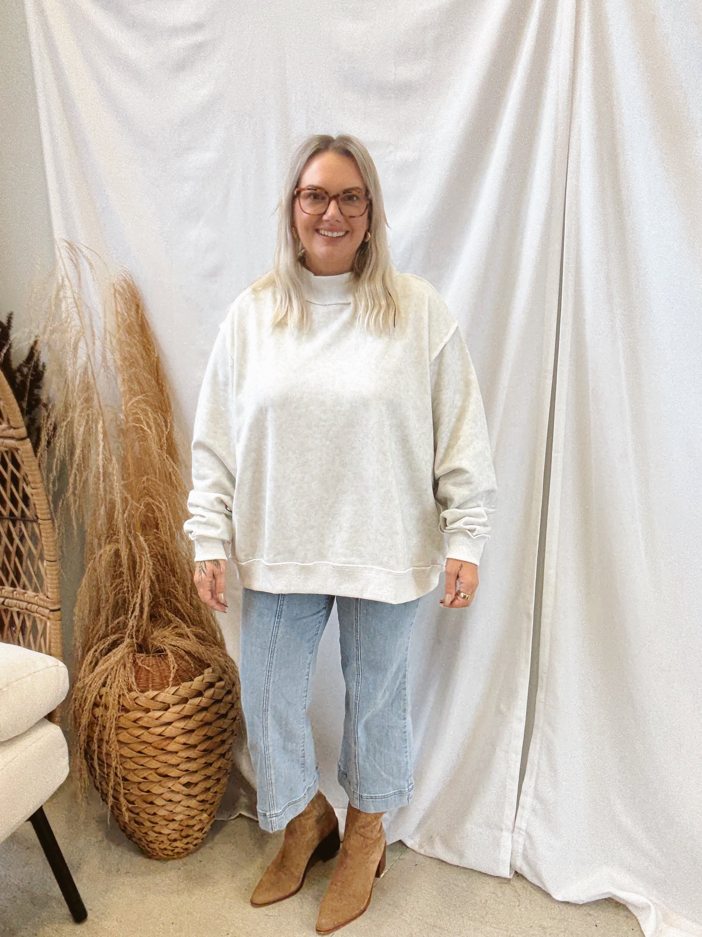 Solid Grey Favorite Sweatshirt-Sweatshirts-bucketlist-The Silo Boutique, Women's Fashion Boutique Located in Warren and Grand Forks North Dakota