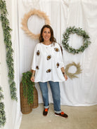 Football Patch Game Day Oversized Tee-White-Graphic Tees-sewn and seen-The Silo Boutique, Women's Fashion Boutique Located in Warren and Grand Forks North Dakota