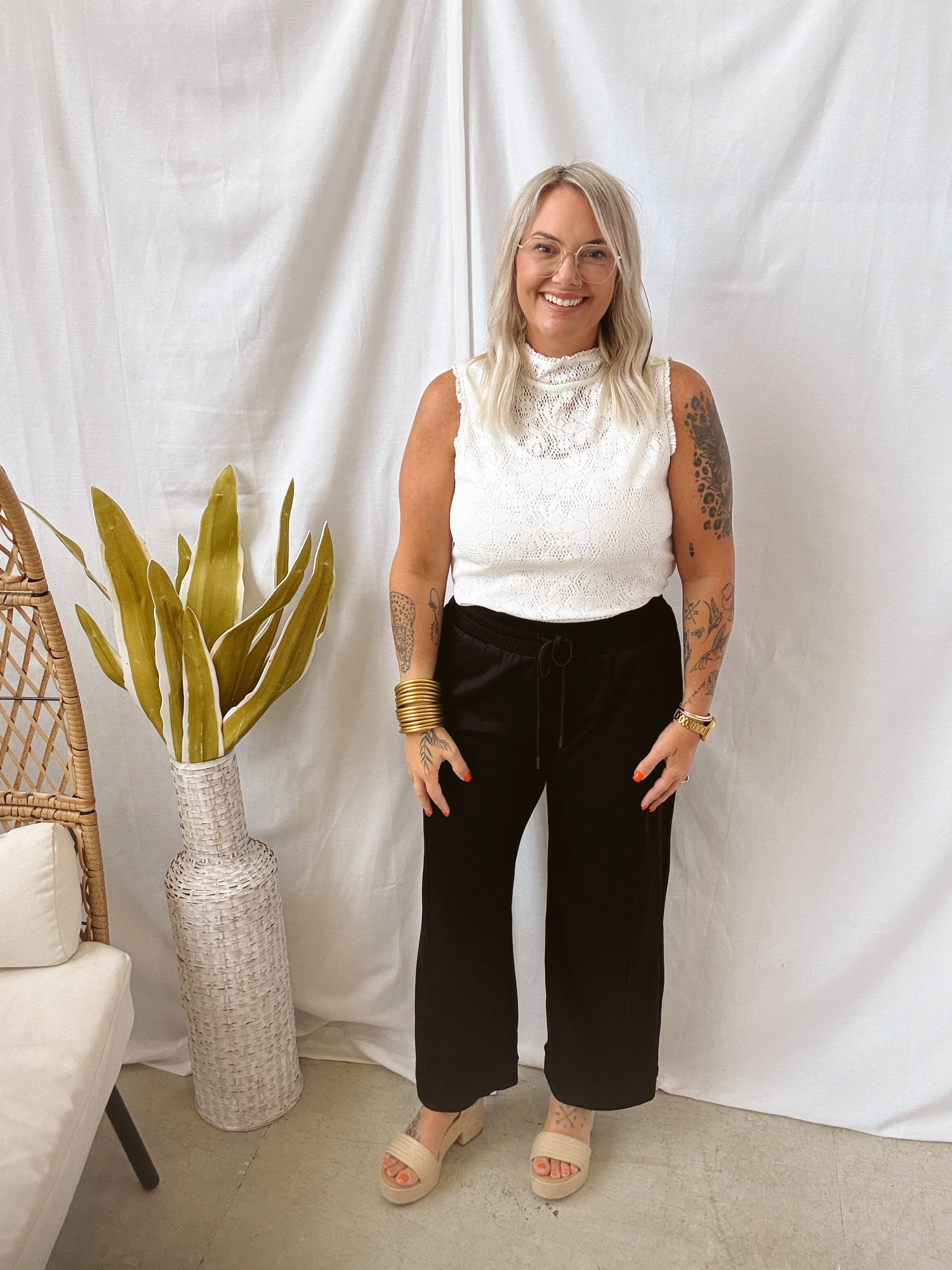 Lace Sheer Tank Top-Cream-Tank Tops-Umgee-The Silo Boutique, Women's Fashion Boutique Located in Warren and Grand Forks North Dakota