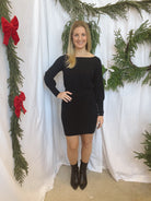 Black Ivy Ribbed Sweater Dress-Dresses-bluivy-The Silo Boutique, Women's Fashion Boutique Located in Warren and Grand Forks North Dakota