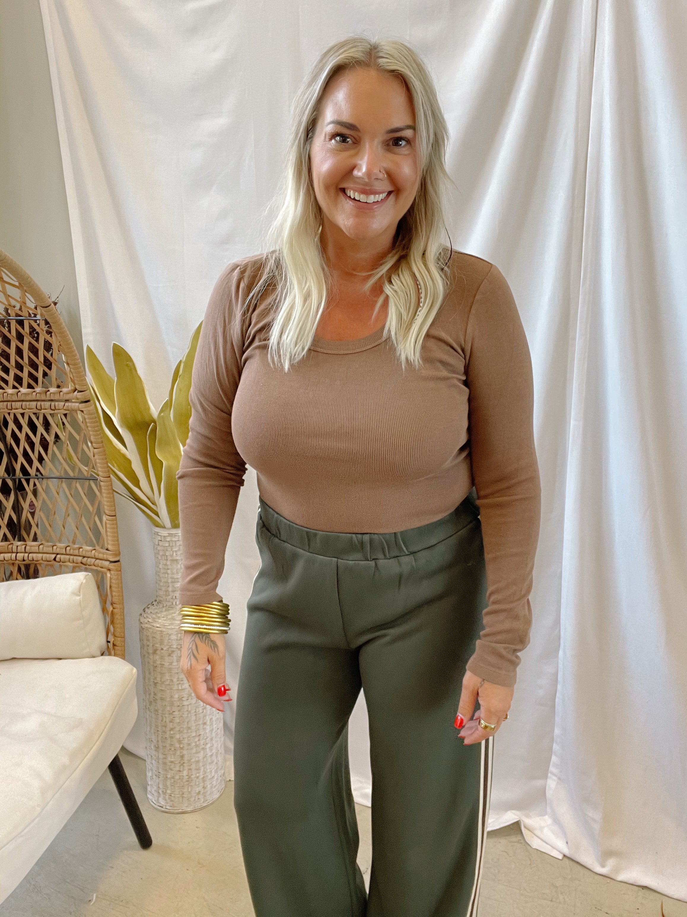 Becky Long Sleeve Scoop Neck Ribbed Top-Long Sleeve Tops-stacatto-The Silo Boutique, Women's Fashion Boutique Located in Warren and Grand Forks North Dakota