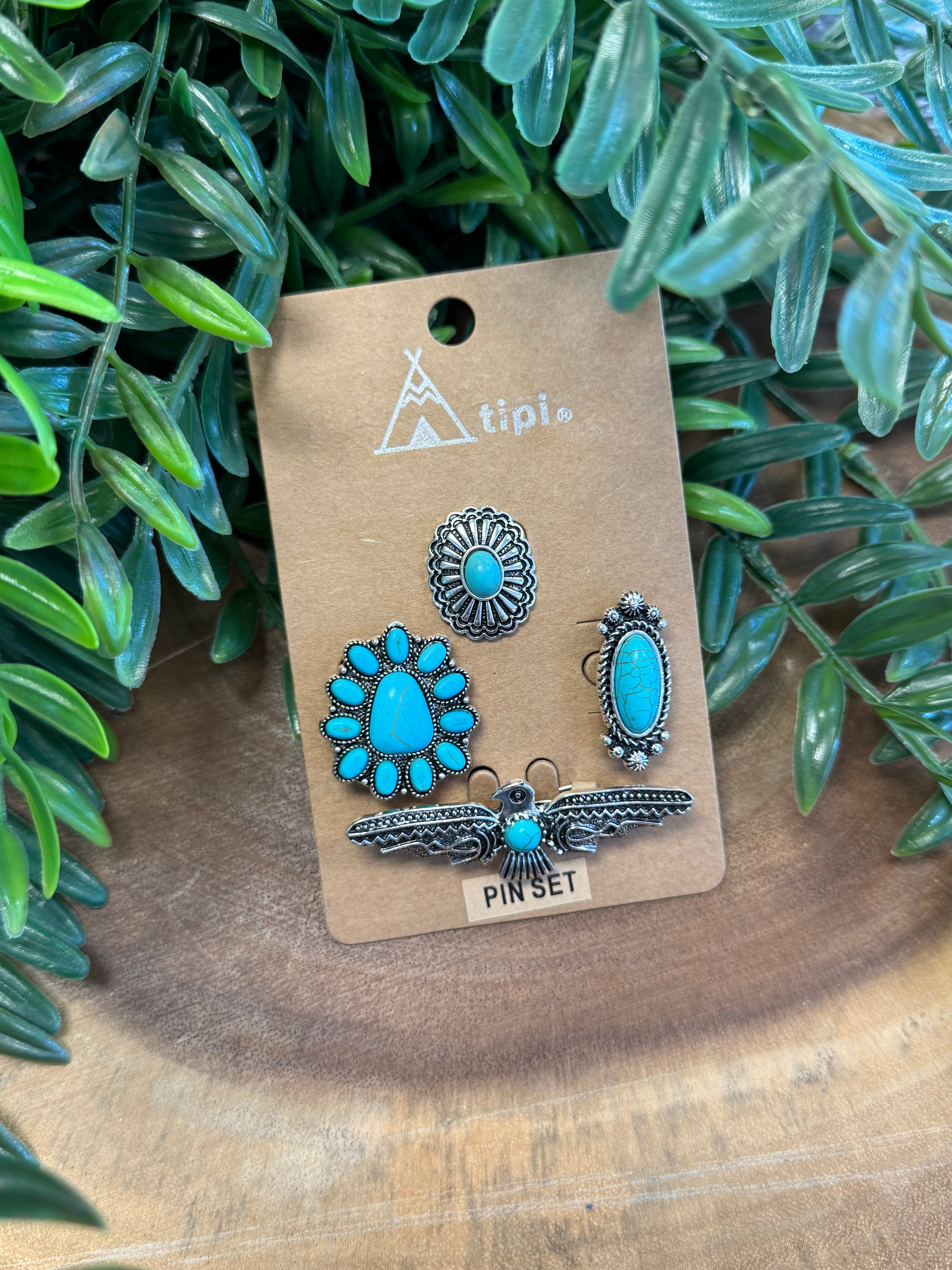 Turquoise Eagle Pin Set-Pin Set-Dallas Market-The Silo Boutique, Women's Fashion Boutique Located in Warren and Grand Forks North Dakota