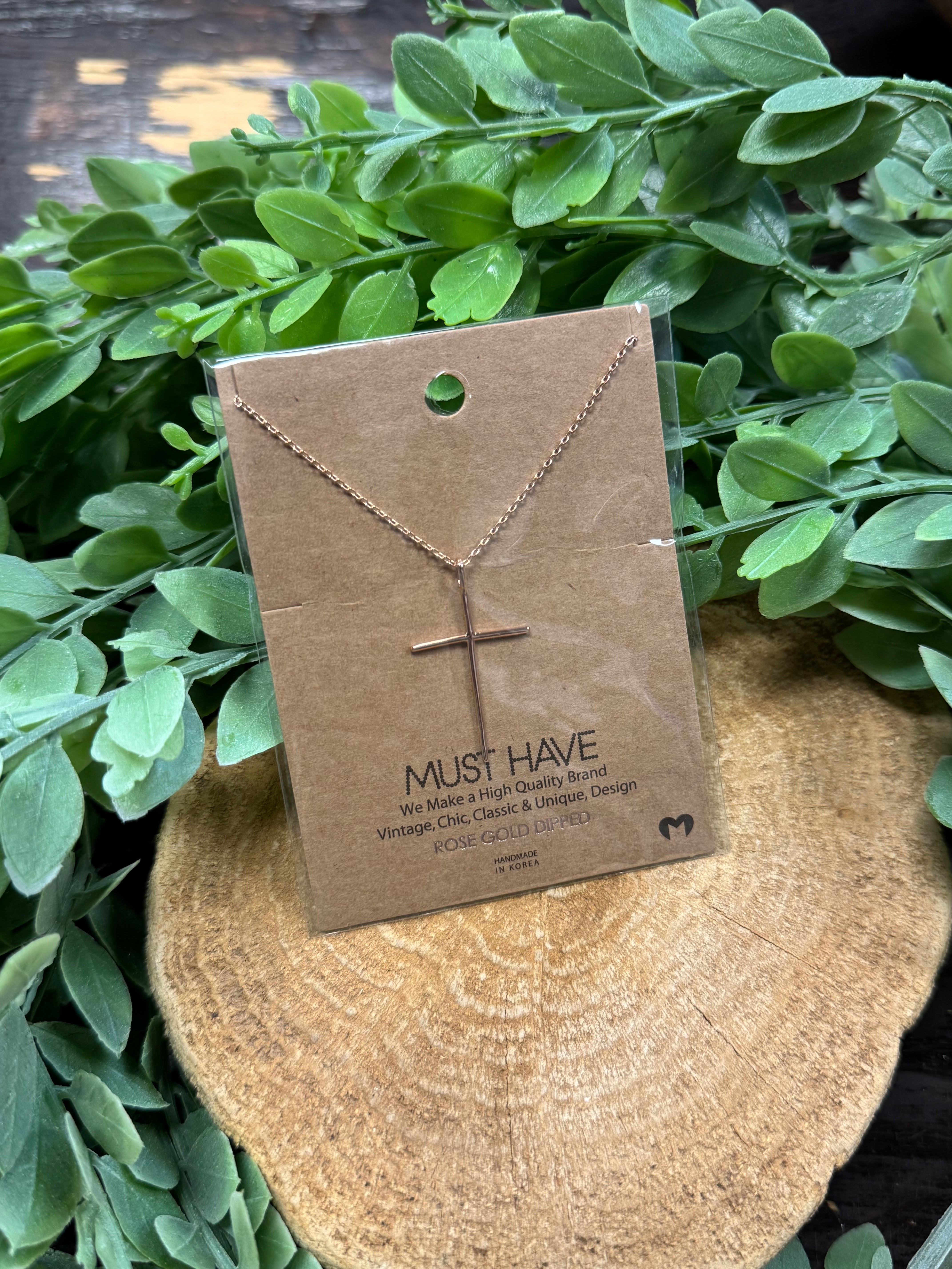 Lovey Cross Necklace-Necklaces-fame-The Silo Boutique, Women's Fashion Boutique Located in Warren and Grand Forks North Dakota