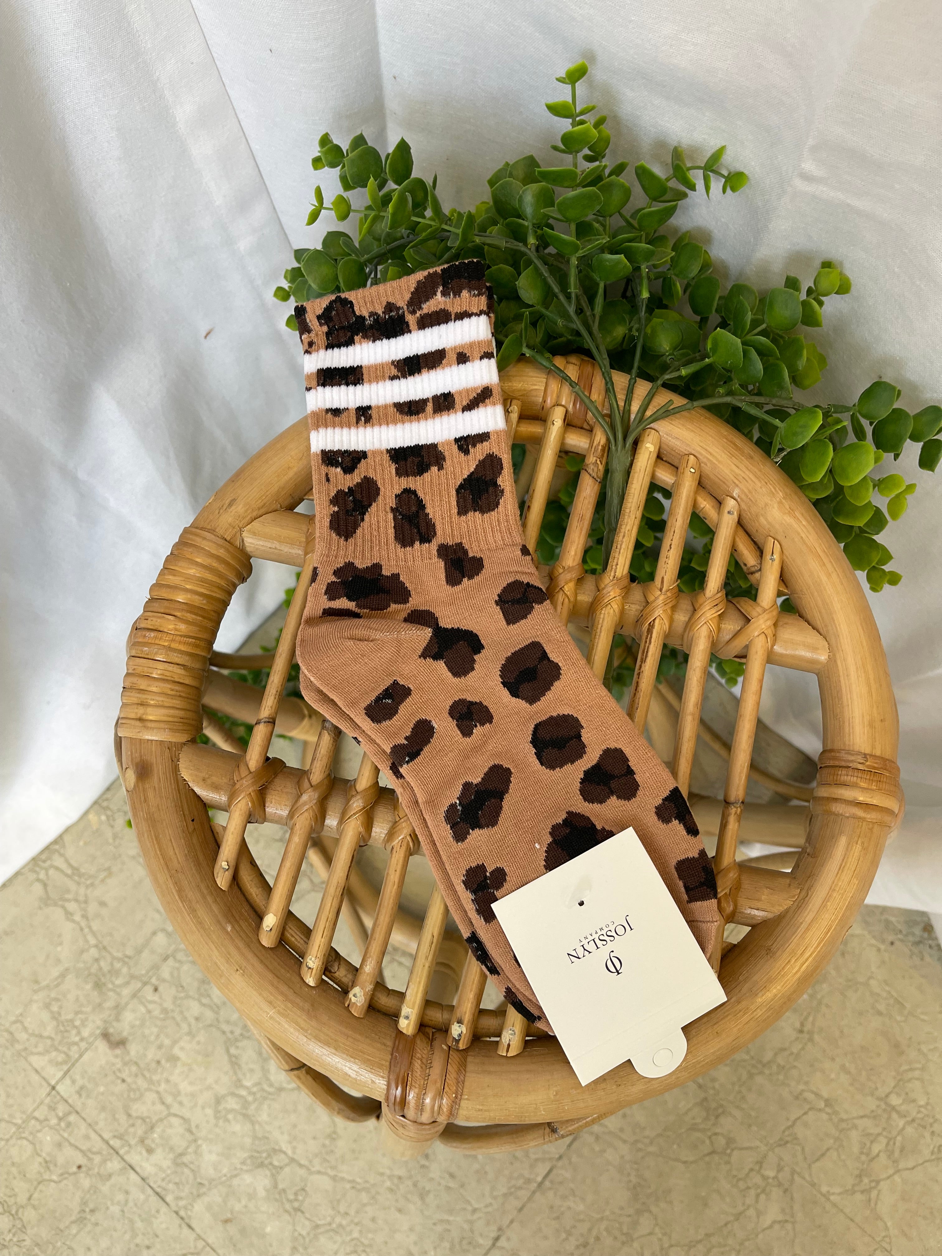 Leopard Half Throwback Socks-sock-very j-The Silo Boutique, Women's Fashion Boutique Located in Warren and Grand Forks North Dakota