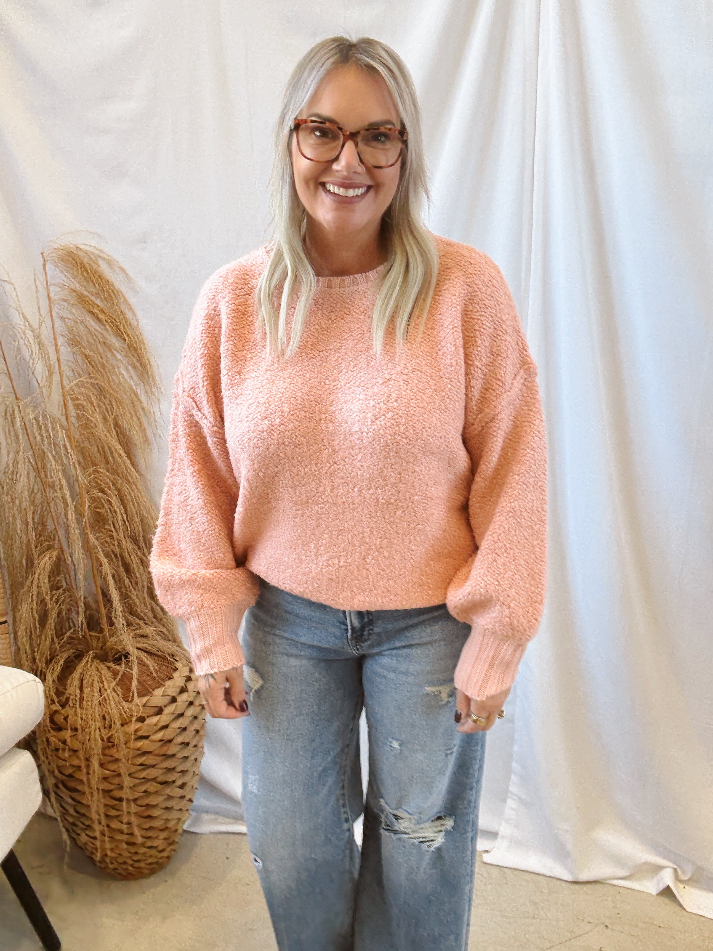 Sadie & Sage Karlie Sweater-Coral-Sweaters-sadie sage-The Silo Boutique, Women's Fashion Boutique Located in Warren and Grand Forks North Dakota