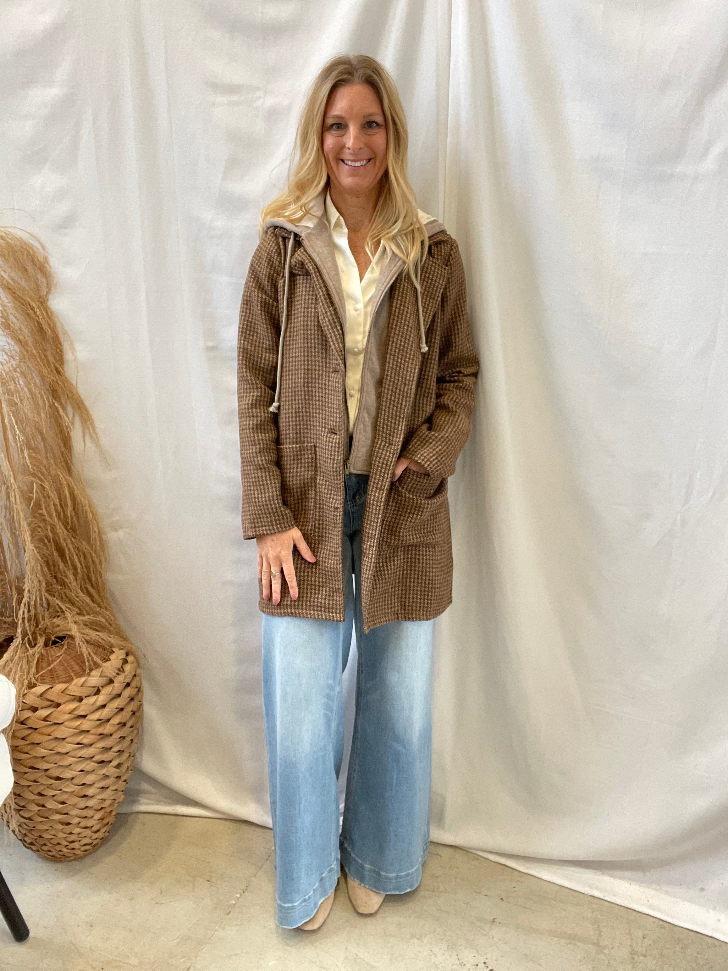 Caramel Twofer Jacket-Blazers-hem and thread-The Silo Boutique, Women's Fashion Boutique Located in Warren and Grand Forks North Dakota