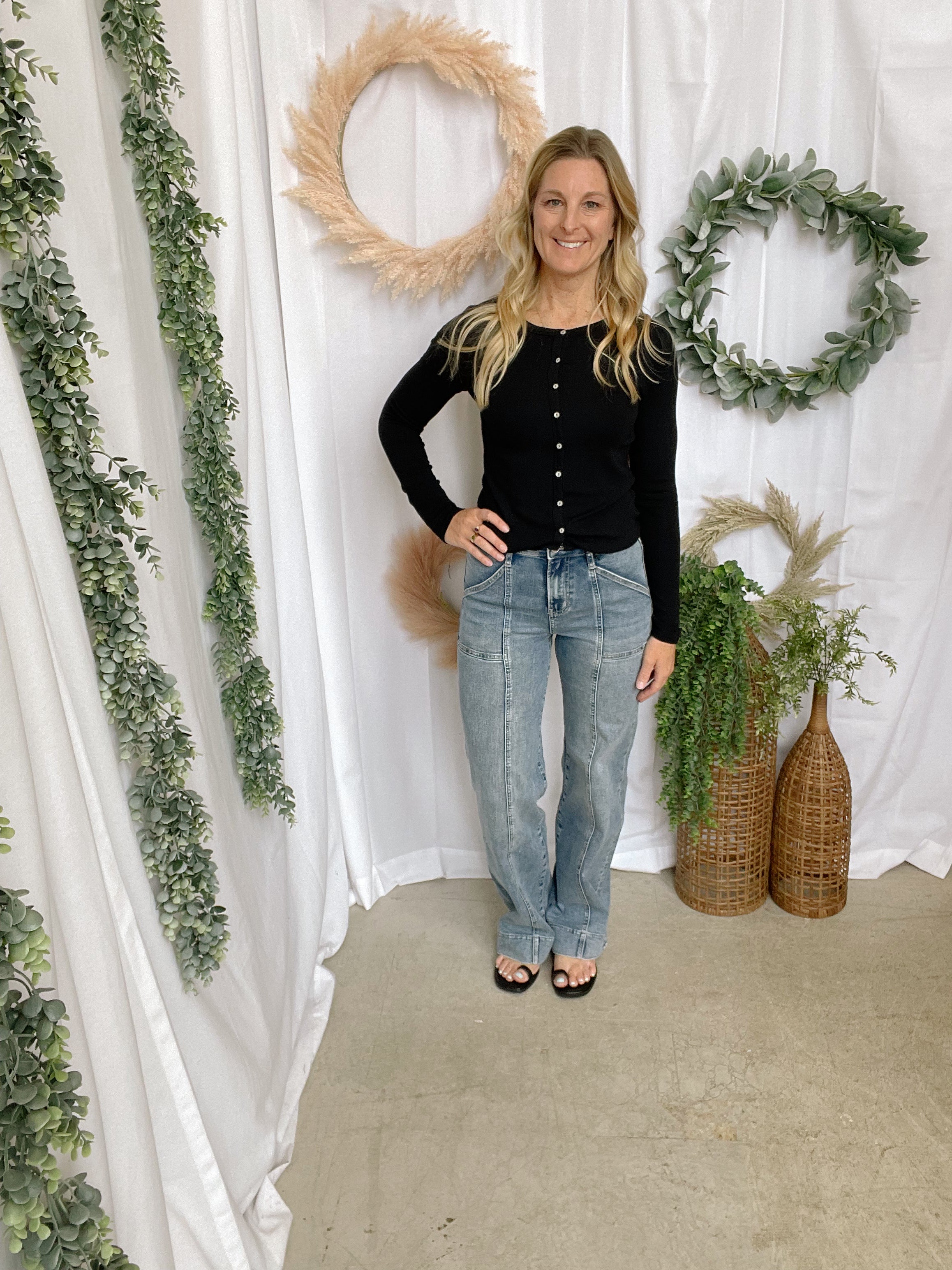 Mica Regent Blue Trouser Jeans-Jeans-mica-The Silo Boutique, Women's Fashion Boutique Located in Warren and Grand Forks North Dakota