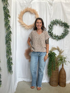 Casey Knit V Neck Top-Brown-Short Sleeve Tops-fun2fun-The Silo Boutique, Women's Fashion Boutique Located in Warren and Grand Forks North Dakota
