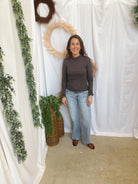Amy Mock Neck Top-Charcoal-Long Sleeve Tops-hyfve-The Silo Boutique, Women's Fashion Boutique Located in Warren and Grand Forks North Dakota