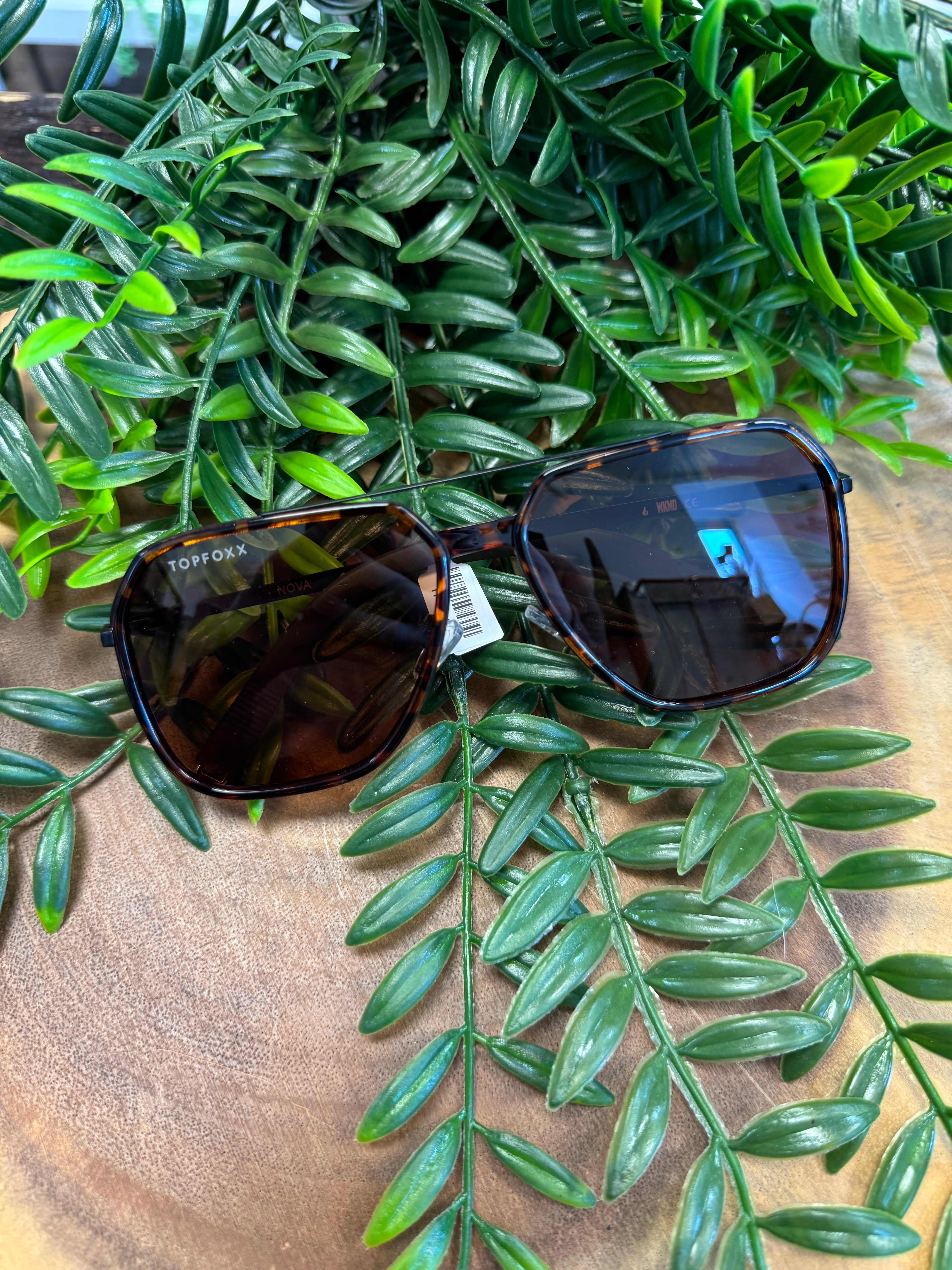 TopFoxx Nova Brown Sunglasses-Sunglasses-topfoxx-The Silo Boutique, Women's Fashion Boutique Located in Warren and Grand Forks North Dakota