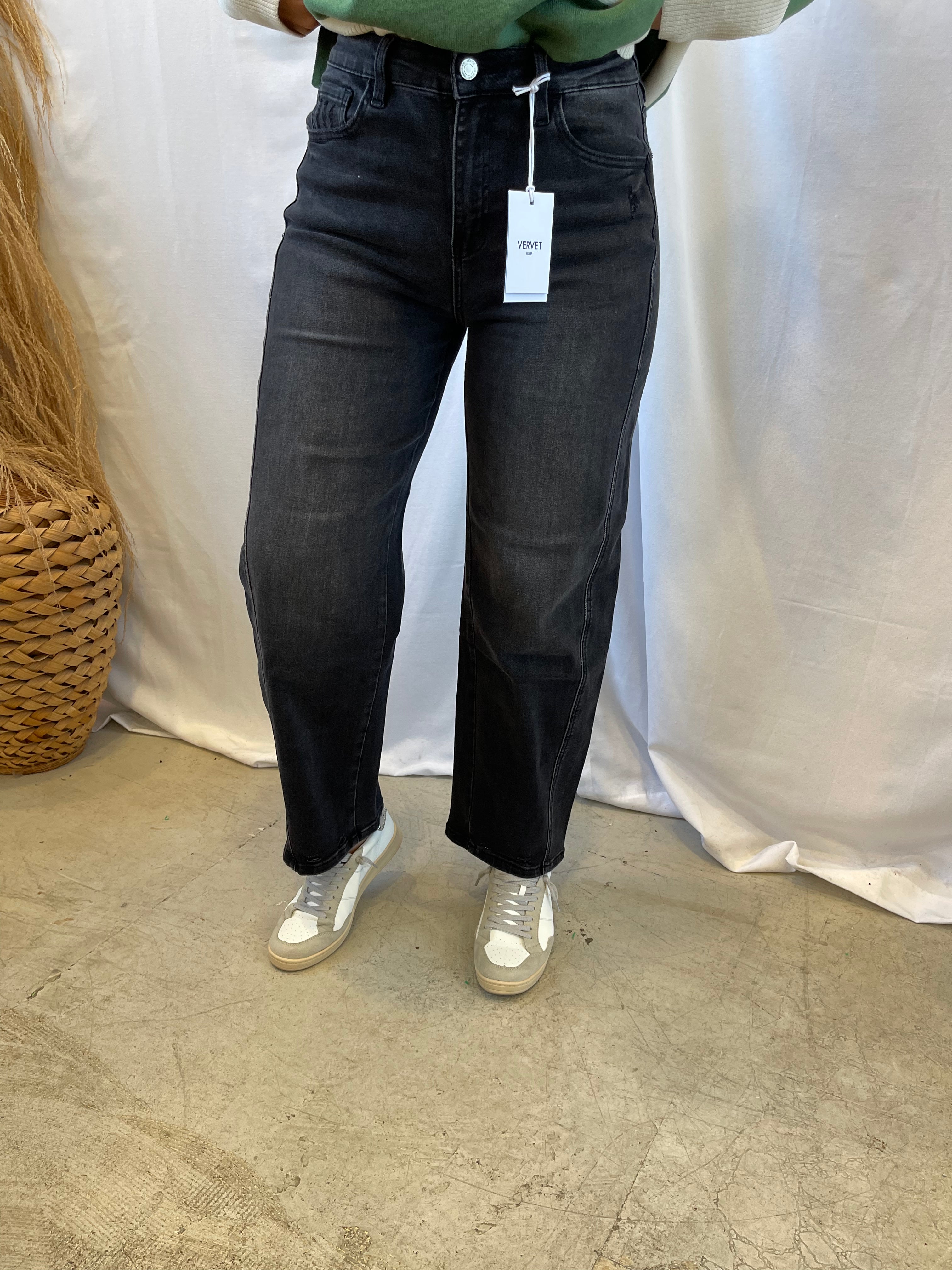 Vervet Instant Black Barrel Jeans-Jeans-vervet-The Silo Boutique, Women's Fashion Boutique Located in Warren and Grand Forks North Dakota