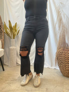 Zoe Black Destructed Washed Jeans-Jeans-Zenana-The Silo Boutique, Women's Fashion Boutique Located in Warren and Grand Forks North Dakota