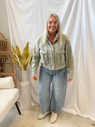 Corduroy Collar Twill Jacket-Olive-Coats & Jackets-hem and thread-The Silo Boutique, Women's Fashion Boutique Located in Warren and Grand Forks North Dakota