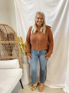 Camel Open Knit Zip Sweater-Final Sale-Sweaters-Doe and Rae-The Silo Boutique, Women's Fashion Boutique Located in Warren and Grand Forks North Dakota