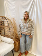 Neutral Funnel Neck Quarter Zip-Sweatshirts-bucketlist-The Silo Boutique, Women's Fashion Boutique Located in Warren and Grand Forks North Dakota