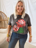 Vintage Rose Black Tee-Graphic Tees-promesa-The Silo Boutique, Women's Fashion Boutique Located in Warren and Grand Forks North Dakota