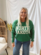 Green North Dakota Sweater-Sweaters-tea and Rose-The Silo Boutique, Women's Fashion Boutique Located in Warren and Grand Forks North Dakota