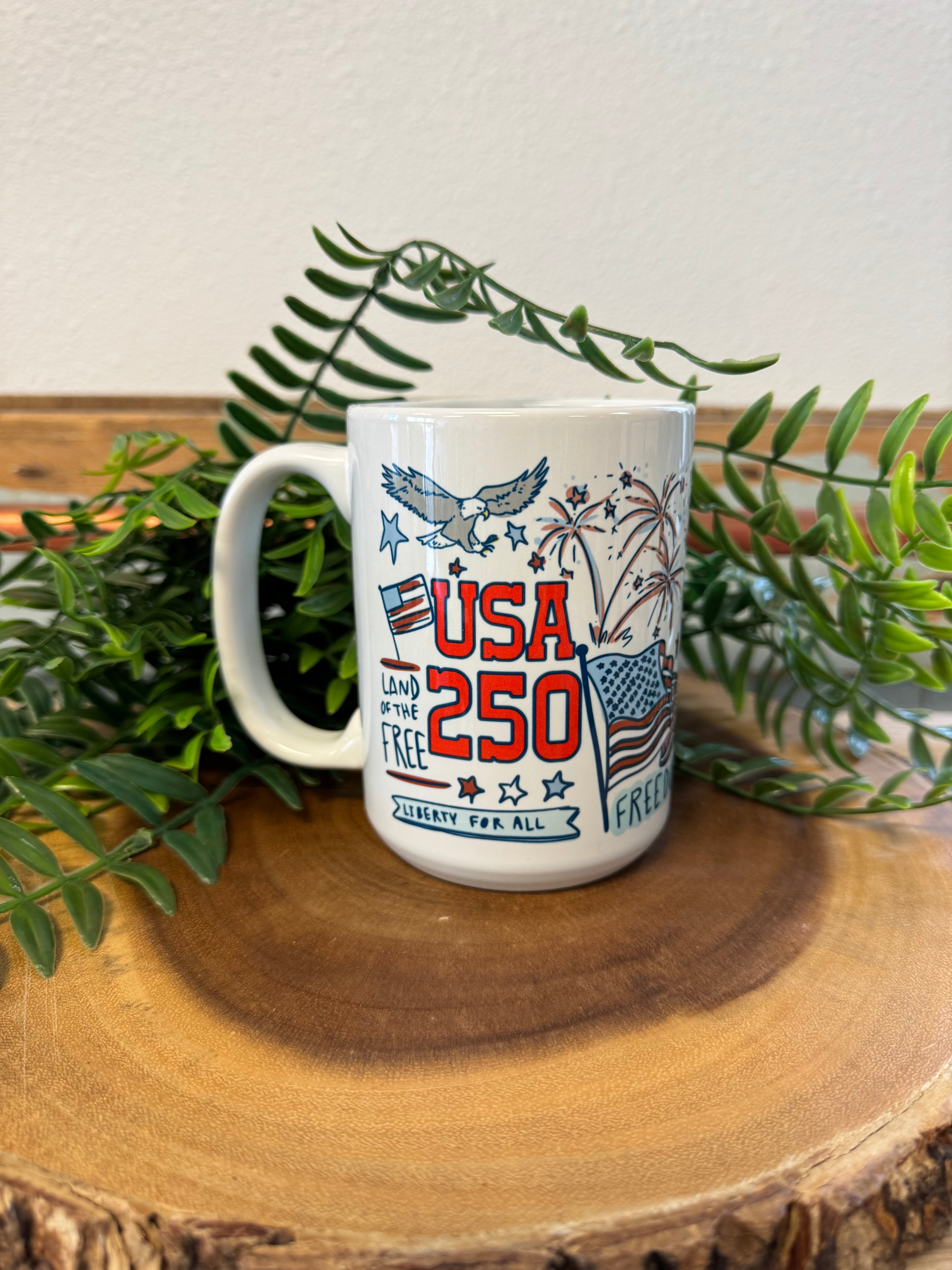 USA 250th Mug-Coffee Mugs-ivory and sage-The Silo Boutique, Women's Fashion Boutique Located in Warren and Grand Forks North Dakota