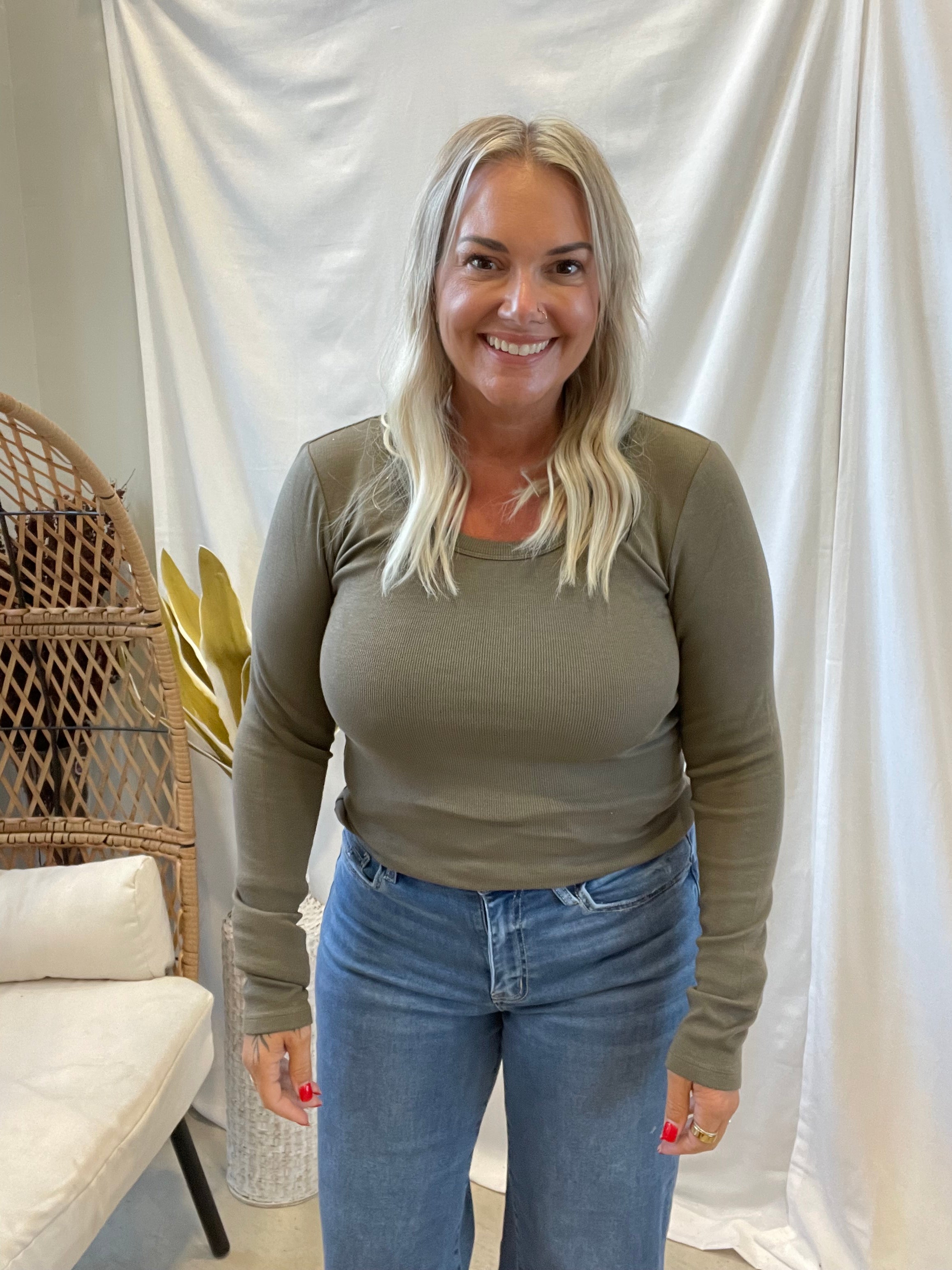 Becky Long Sleeve Scoop Neck Ribbed Top-Long Sleeve Tops-stacatto-The Silo Boutique, Women's Fashion Boutique Located in Warren and Grand Forks North Dakota