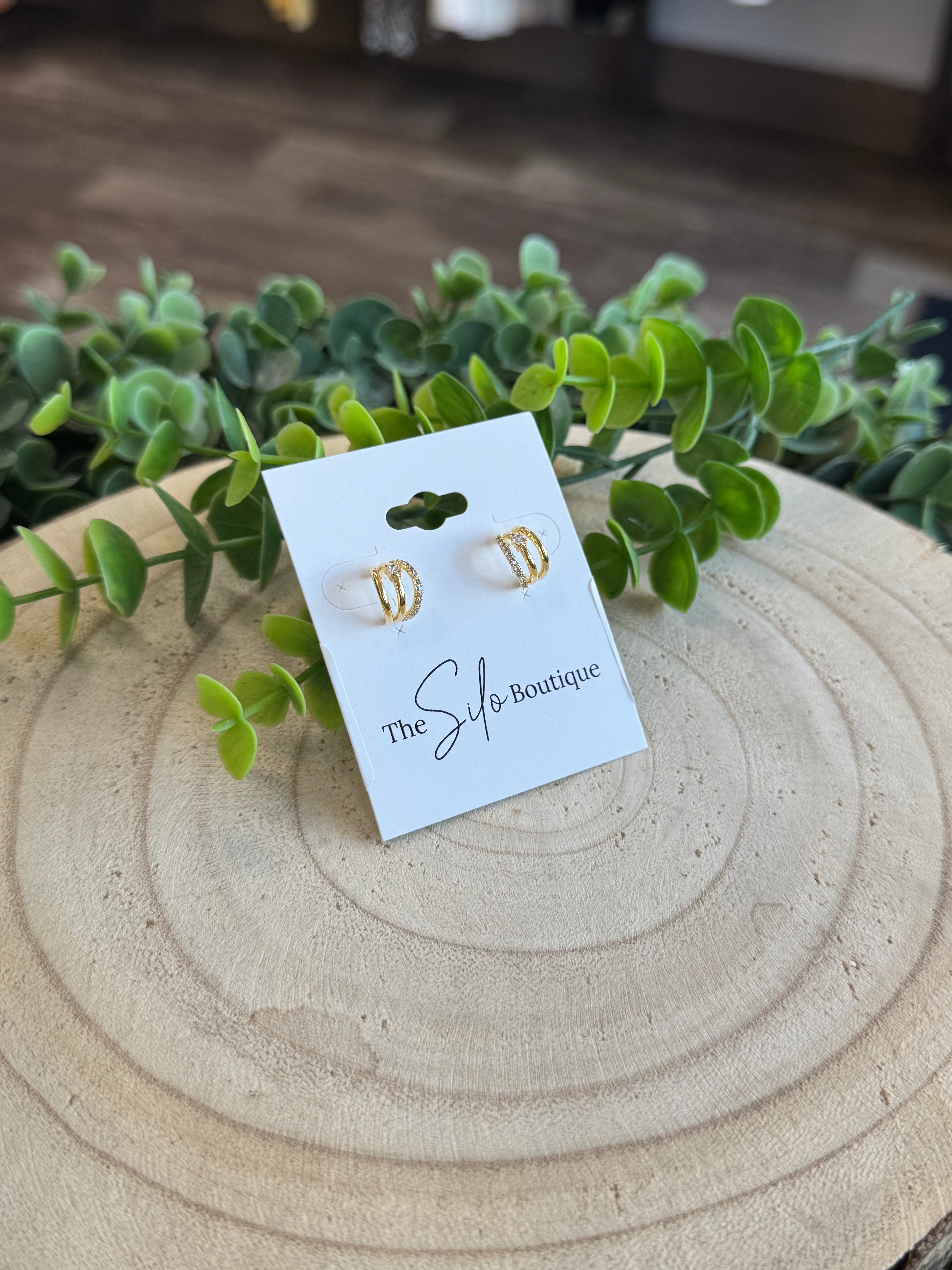 3 Row Post Earrings-Earrings-Fame-The Silo Boutique, Women's Fashion Boutique Located in Warren and Grand Forks North Dakota